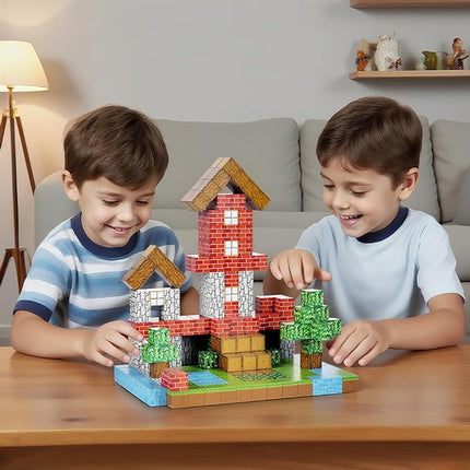 Hayder 100PCS Magnetic Building Blocks, Build Forest World Set, Stacking Magnet Cubes STEM Montessori Sensory Toys for Kids 3+