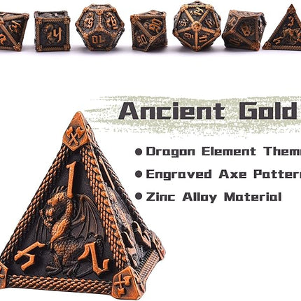 AUSTOR 7-Die Metal DND Dice Set Dungeons and Dragons Polyhedral Roll Playing Dice with Box D20 D12 D10 D% D8 D6 D4 for Pathfinder MTG RPG Board Games