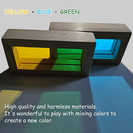 Wood Building Blocks Set 24pcs, Wooden Blocks for Toddlers, Rainbow Sensory Toys, Educational Toys, Preschool Wooden Stacking Toy for Kids