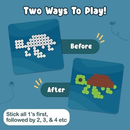 BINCA Dotties Dot Art Activity Kit, 750+ Stickers, Underwater Animals Mess-Free Activities, DIY Dot Sticker Art for Toddlers, Kids Travel Activities, Craft Kits & Gifts for Boys & Girls Ages 4,5,6,7