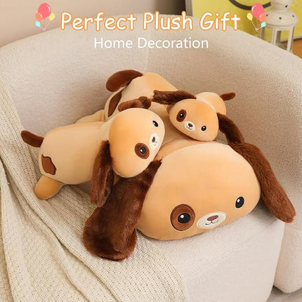 SQEQE Weighted Dog Plush, Weighted Dog Stuffed Animal, Cute Larbrador Plushies Soft Pillow Toy Gift for Kids Adults Brown 9.8 Inch, 0.8 Lbs