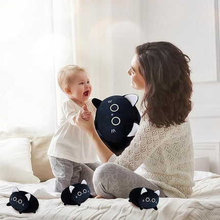 Black Cat Plush Stuffed Animals with 4 Kitties Plushies,16" Soft Jumbo Pillow Gifts for Kids Him Her Girlfriend Boyfriend