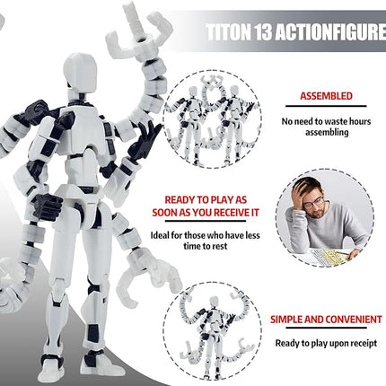 Assembly Completed 7.2in T13 Action Figure 3D Printed Multi-Jointed Movable T 13 Nova 13 Robot 13 Action Figure Desktop Decorations for Game Lovers (Gray2)