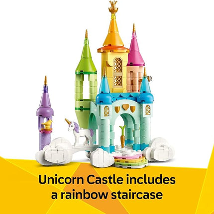 LEGO Creator 3 in 1 Unicorn Castle Building Toy for Kids - Unicorn Toy Trio for Girls & Boys, Ages 8+ - Build 3 Pretend Play Toys with 1 Set of Building Blocks - Gift Idea for Birthdays - 31175