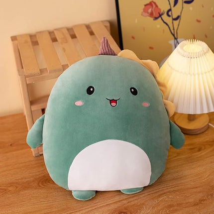 Soft Flat Dinosaur Plush Hugging Pillow Cute Green Dinosaur Unicorn Stuffed Animal Dino Plushies Toys Kids Dino Anime Cushion for Birthday, Valentine's Day, Christmas...16.5 Inch