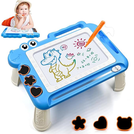 AiTuiTui Magnetic Drawing Board Toddler Toys with Legs for Girls Boys, Color Sketch Writing Scribble Doodle Pad Travel Games, Educational Learning Kids Toys for Toddlers Birthday (Blue)