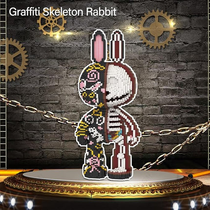 DAHONPA Graffiti Skeleton Rabbit Micro Building Blocks Set (8000PCS), Animal Creative Home & Office Decor, Gift for Adults and Kids