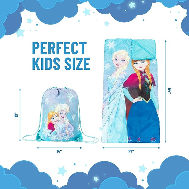 Jay Franco Disney Frozen Sparkle Slumber Sack - Cozy & Warm Kids Lightweight Slumber Bag/Sleeping Bag - Featuring Anna and Elsa (Official Disney Product)