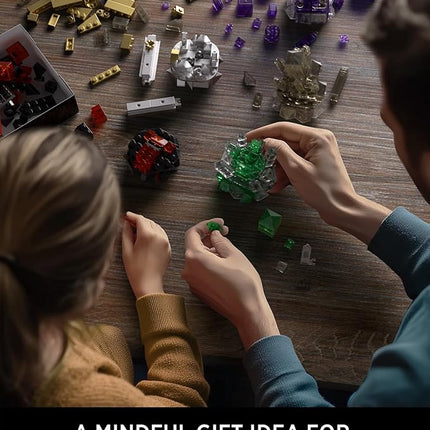 Nifeliz Geology Rock Collection Building Set for Adults, 6 Different Kinds of Gemstone Model Toys, Creative Desk Decoration & Fun Gift for Mineral Lovers (616PCS, NF10306)