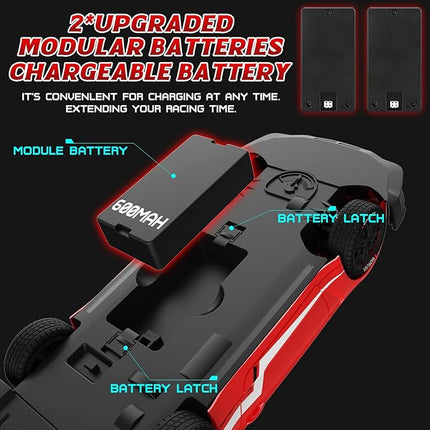 Remote Control Car RC Drift Car 1:16 Scale 4WD RC Vehicle with LED Lights 2.4GHz 30km/h RTR High Speed Racing Sport Toy for Adults Boys Girls Kids Gift 2Pcs Rechargeable Battery