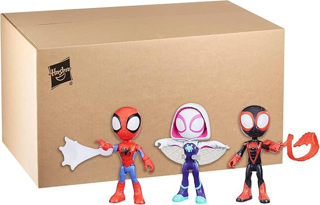 Spidey and his Amazing Friends 3-Pack, 4-Inch Scale Marvel Action Figures, Includes 3 Figures and 3 Accessories, Spider-Man, Ghost-Spider & Miles Morales (Amazon Exclusive)