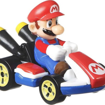 Hot Wheels Mario Kart Set of 4 Die-Cast Toy Cars with Attached Character Drivers, Includes Black Yoshi (Amazon Exclusive)