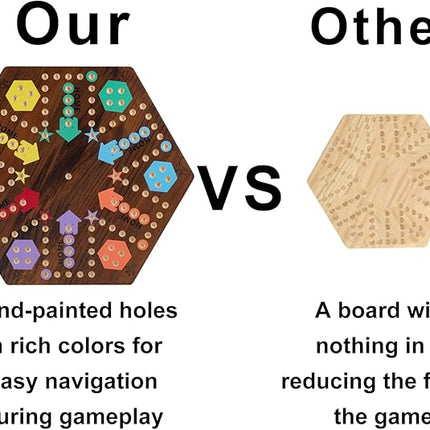 Medikaison Extra Large 23.6 Inches Wahoo Marble Board Game 4 and 6 Players 2 Sided Painted Thicken Wood Board Perfect Game for Family Friends Party (Brush Paint Burn)