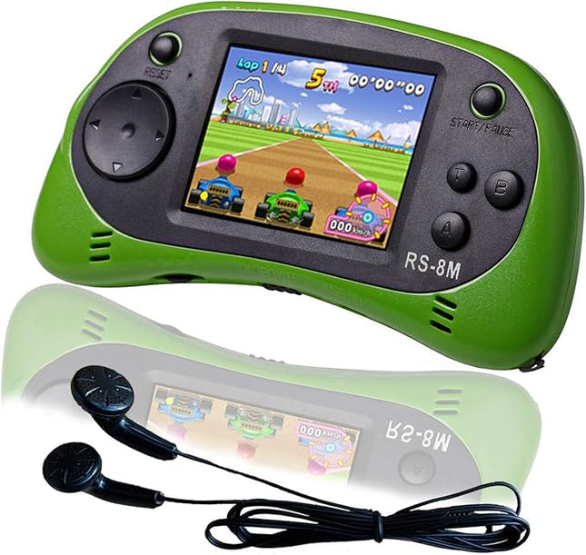 EASEGMER 16 Bit Kids Handheld Games Built-in 220 HD Video Games, 2.5 Inch Portable Game Player with Headphones - Best Travel Electronic Toys for Kids Age 3-10 Years Old Children (Green)