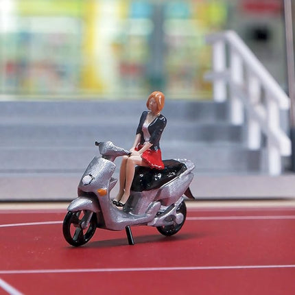 Painted Figure 1:64 Scale Mini Model Trains Architectural Plastic People Figures Sitting Red Skirt Girl Figure Model,Suitable for Miniature Scenes(64029B)