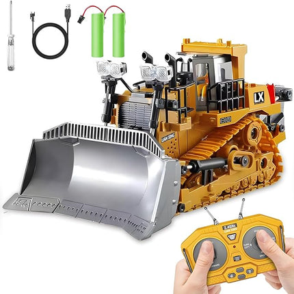 1:20 Scale RC Construction Vehicles - 2.4GHz Remote Control Tractor Toy with LED Lights, Liftable Alloy Bucket & Realistic Sound Effects, Suitable for Children Aged 6 7 8 9 10-12 as Gifts