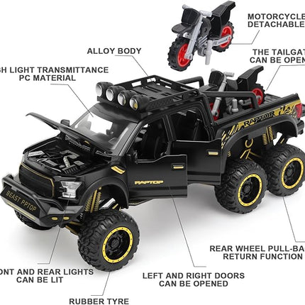 Toy Truck Pickup Model Car for Boys Age 3-8 Diecast Truck by F150 with Sound and Light for Kids, Pull Back Car Gift Toys for 4-7 Years Old