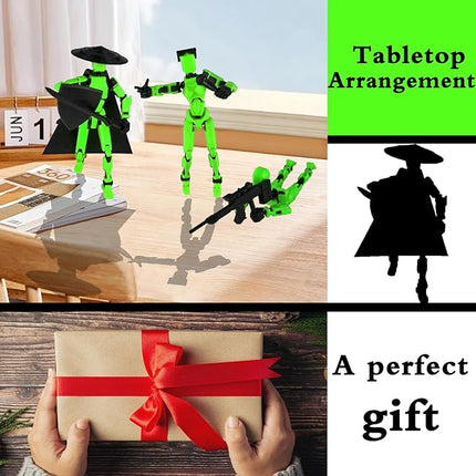 Already Assembled T13 Action Figure Accessories,Dummy 13 T13 Multi-Jointed Movable 3D Printed Toys (Green)