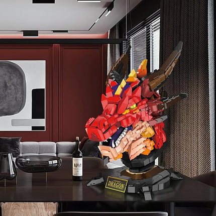 NUTCRACKER Dragon Building Set for Adult - Fire Dragon Head Toy Building Set, Animal Skeleton Fossils Home Desktop Display Model Decor, Easter Birthday Gift for Teens Boys Girls 14+ (2713 Pieces)