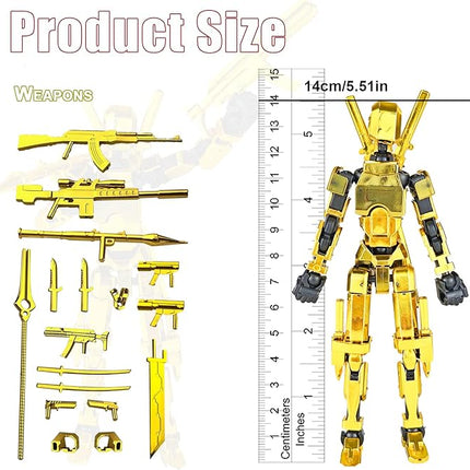 Assembly Completed T13 3D Printed Action Figures,Dummy 13 Robot 13 Movable N13 Action Figure, Lucky 13 Gift for Collectors Desktop Decorations for Game Lovers Toy(Metallic Color)