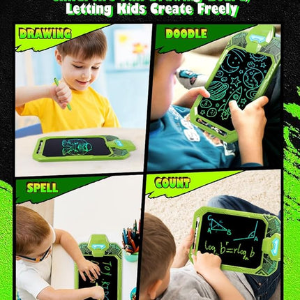LCD Writing Tablet for Kids 10 Inch Green Giant Power Hero for Toddler 3 4 5 6 - Paint, Doodle Board, Drawing Pad - Travel Toys, Road Trip Car Activities, Birthday Christmas Gift Boys & Man