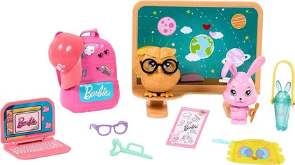 Barbie My First Barbie Accessories, Story Starter School Pack with Chalkboard & Classroom Pets, Sized to Dolls in 13.5-inch Scale