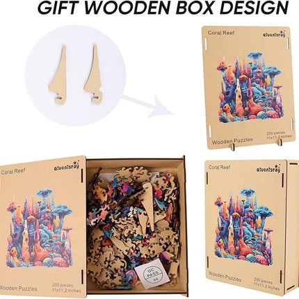 Wooden Puzzles for Adults 500 Pieces, Coral Jigsaw Puzzles, Royal Unique Shape Adult Puzzles, Irregular Wood Puzzles Creative Gift for Adults Family Game(16.6x16.9 in)