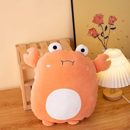 Soft Flat Crab Plush Hugging Pillow Cute Orange Crab Stuffed Animal Plushies Toys Kids Anime Cushion for Birthday, Valentine's Day, Christmas...16.5 Inch
