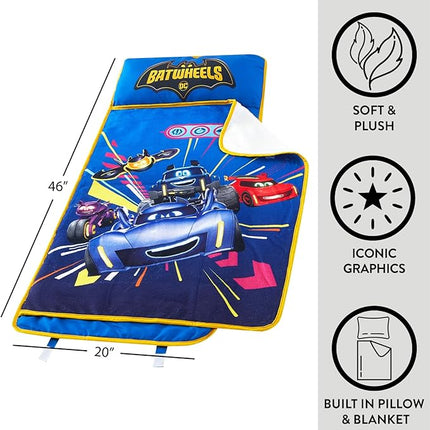 Super Soft Plush Toddler Quilted Nap Mat with Built in Blanket and Pillow