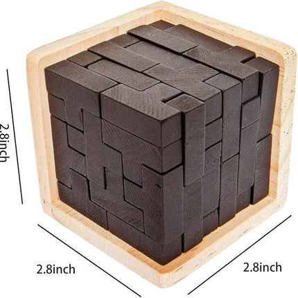 Wooden Brain Teaser Puzzle Cube Stress Relief Toys for Kids Adults Wooden Puzzles T-Shaped Jigsaw Logic Puzzle Educational Toy for Children Teenagers by AHYUAN (Coffee)