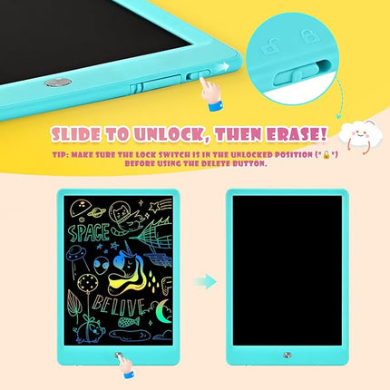 EooCoo Toddler Boy Toys, Kids Gifts, 10 Inch LCD Writing Tablet, Drawing Pad, No Mess Coloring Books for Kids, Travel Games, Gifts for Boys 4-6, Educational Toys for 3 4 5 6 7 Years Old Boys and Girls