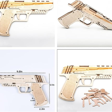 Gun Shape 3D Wooden Puzzle Model Building Kit Rubber Band Gun Toy DIY Brain Tearer Birthday Gift 3D Puzzle