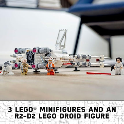 LEGO Star Wars Luke Skywalker's X-Wing Fighter 75301 Building Toy Set - Princess Leia Minifigure, R2-D2 Droid Figure, Jedi Spaceship from The Classic Trilogy Movies, Great Gift for Kids, Boys, Girls