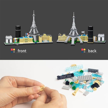 Architecture Paris Micro Building Blocks Set with Eiffel Tower and The Louvre Skyline Series Adult and Assembly World Famous Landmarks Construction Present Kit 3680 pcs
