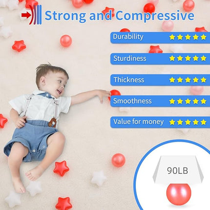 STARBOLO Star Ball Pit Balls for Toddlers - 100pcs Crush Proof Plastic Children's Toy Balls Macaron Ocean Balls for Birthday Parties Games Pool