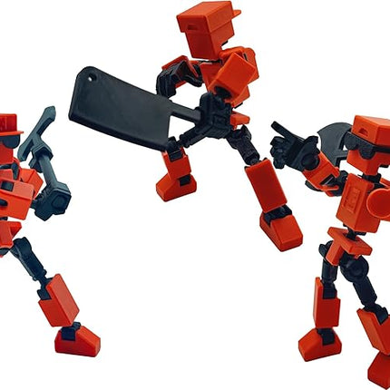 (Assembly Completed) 3D Printed 6.65-inch Action Figure Mini-13, Full Body Mechanical Movable Toy, Multiple Accessories, Desk Decoration, Creative Gifts (Orange)