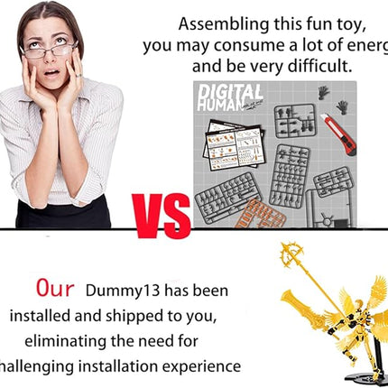 T13 Action Figure & Titan 13 Toys Yellow（3D Printed Action Figures Assembly Completed）（Multi-Jointed Movable）（Angel Designs Includes Various Accessories） Dummy 13 T 13 Figures Desk Decoration 5.5in