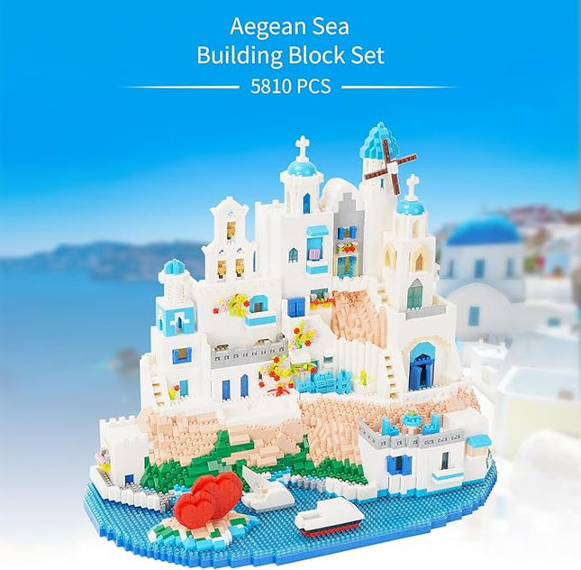 Building Block Set, Architecture Aegean Sea Micro Building Block Model Educational Toys Building Kit 5810 PCS