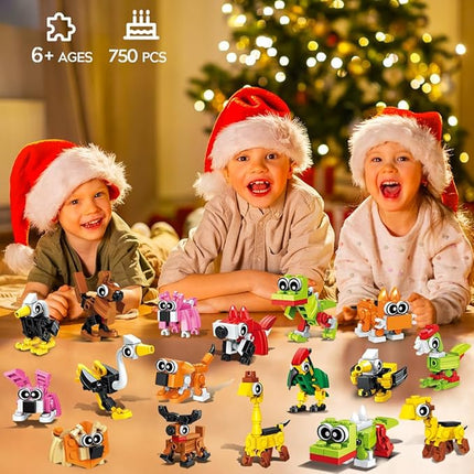 30 Pack Party Favors for Kids, 750 PCS Animals Building Block Toy for Goodie Bag Stuffers, Classroom Student Prizes Easter Gift Children's Day Birthday for Kids Boys Girls Ages 6-12+