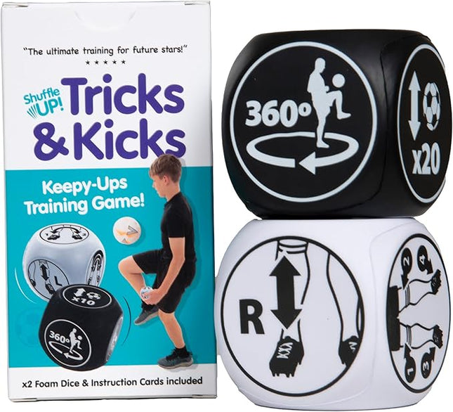 Shuffle Up Tricks & Kicks Soccer Dice Game - Soccer Challenging Skills Training Dice, Outdoor & Indoor Soccer Games for Kids, Kick Ups Training Dice, Soccer Gifts for Boys & Girls | (2 Dices)