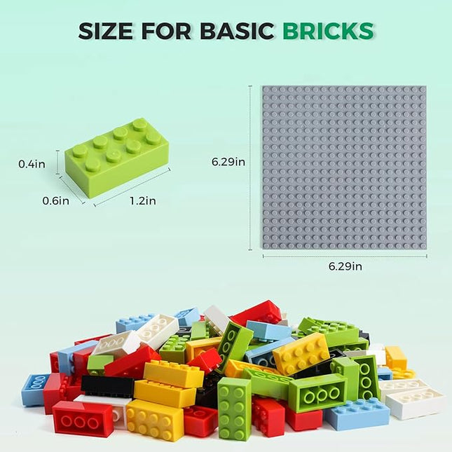 2x4 Bricks Bulk 500 Piece Classic Building Bricks and 1 Gray Baseplate, 2x4 Blocks Bulk Creative Building Toys, Blocks Bulk for Kids Ages 6+, 6 Colors(Samll Bricks, 1.25x0.62x0.47 in)