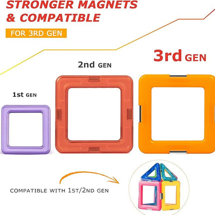 Coodoo Upgraded Magnetic Blocks Tough Tiles STEM Toys for 3+ Year Old Boys and Girls Learning by Playing Games for Toddlers Kids, Compatible with Major Brands Building Blocks - Starter Set