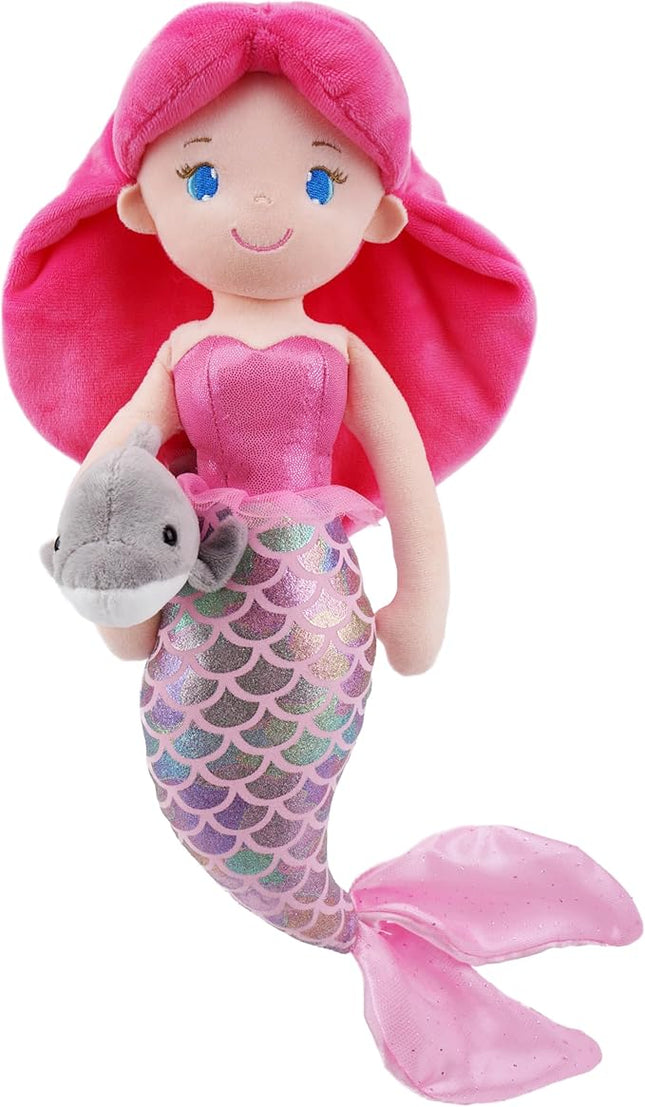 June Garden Atlantic Wonders Series - Mermaid Princess Thalassa Seabreeze - 16" Soft Plush Stuffed Mermaid Doll Gift for Toddler Girls
