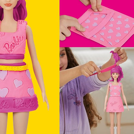 Play-Doh Barbie Hearts and Hair Set, Make Doll Clothes with Modeling Compound & 10 Fashion Accessories, Arts & Crafts for Girls & Boys 5+