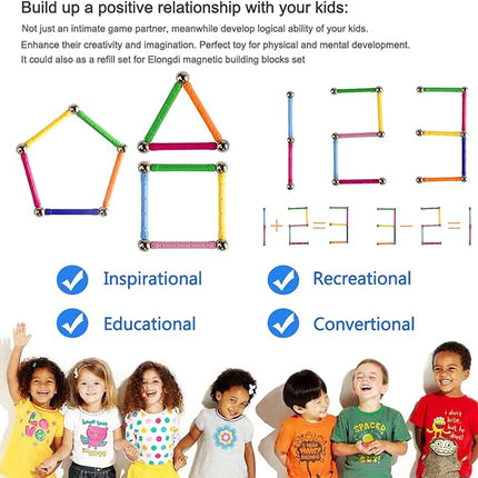 Magnetic Building Blocks, [ 132 Pieces ] Lengthen Building Sticks Set, Magnet Stem Toys Set Non-Toxic Building 3D Puzzle Boys Toys for Kids and Adult