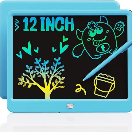 TEKFUN LCD Writing Tablet for Kids Boys Toys, 12 Inch Erasable Doodle Board Colorful Doodle Pad, Mess Free Coloring Board Games Toys Gifts for Toddlers Boys Adults (Blue)