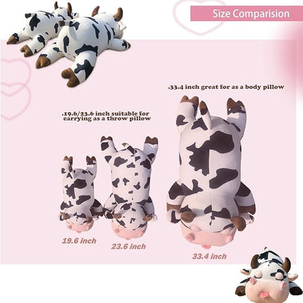 Cow Plush Pillow - 23.6 Inch Cow Stuffed Animal - Birthday Christmas Valentine’s Day Gift for Kids Adults Boys Girls