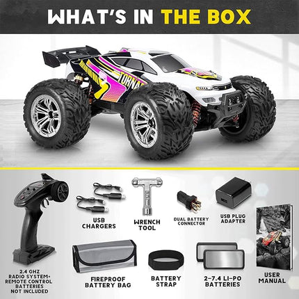 4x4 RC Cars for Adults 48kmh High-Speed - 1:12 Scale Large Waterproof Remote Control Truck, Offroad Electric Monster Car, 2 Batteries 30+ Min Play, All Terrain