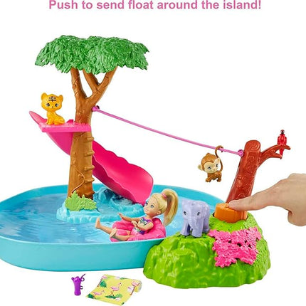 Barbie and Chelsea The Lost Birthday Splashtastic Pool Surprise Playset with Chelsea Doll (6-in), 3 Baby Animals, Slide, Zipline & Accessories, Gift for 3 to 7 Year Olds