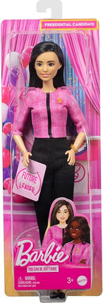 Barbie Careers Doll & Accessories, Future Leader with Black Hair Wearing Outfit with 2 Golden Bracelets & “B” Pin, Includes Sticker for Kids